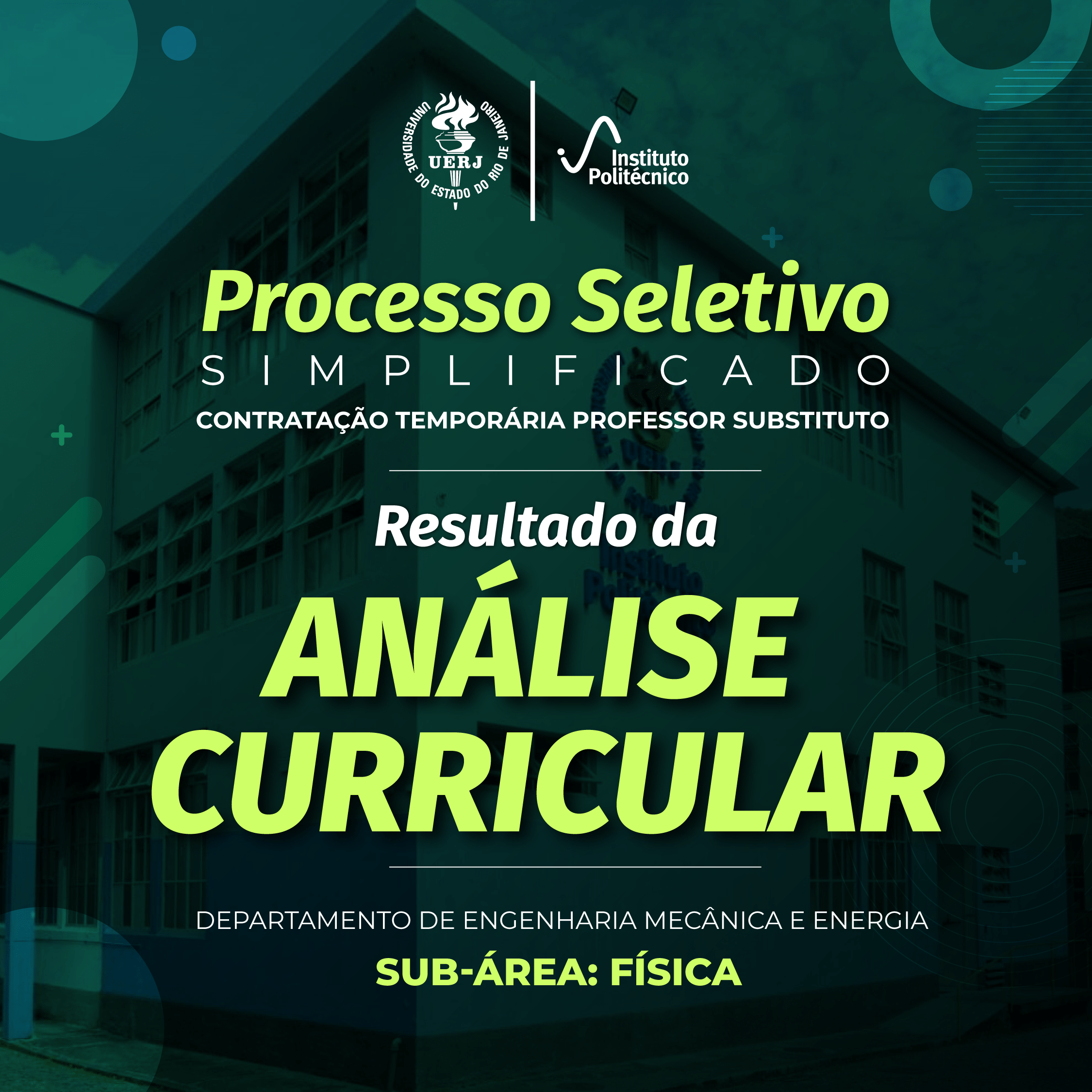 Processo Seletivo Simplificado – Resultado da Análise Curricular| DEMEC