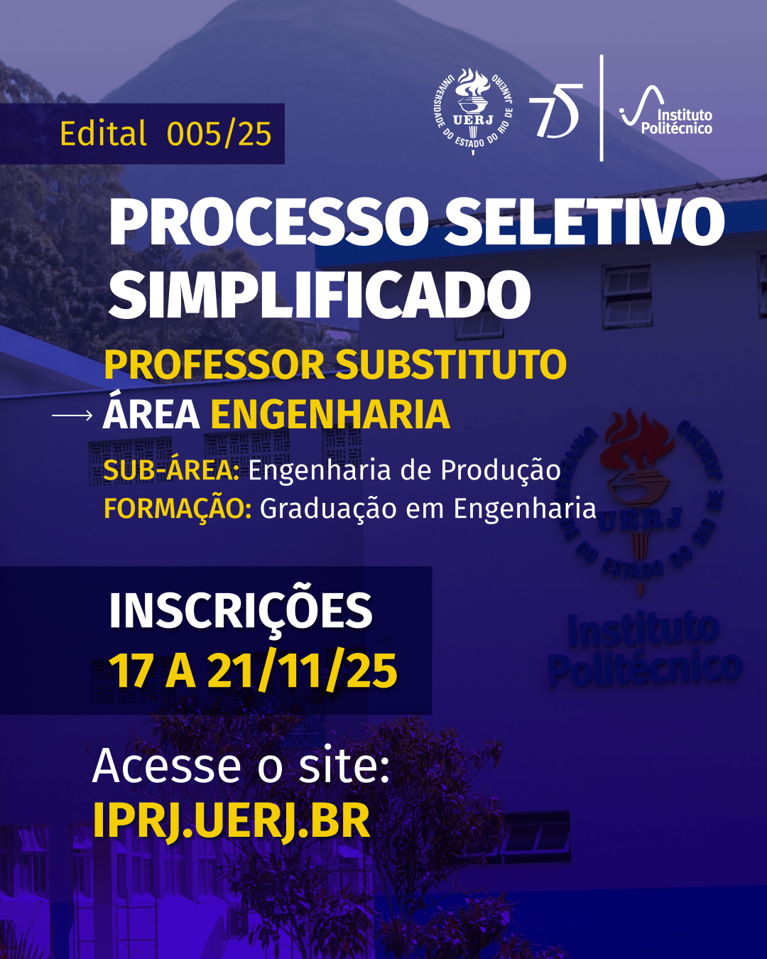 Processo seletivo para professor substituto no Instituto Politécnico